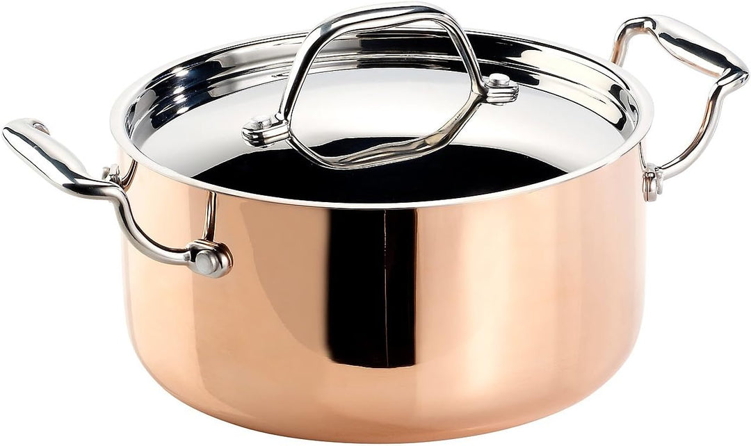 Tornwald-Schmiede Kupfertöpfe Induktion: Kupfer-Kochtopf mit Deckel, 20 cm (Kupfer Kochtopf Induktio