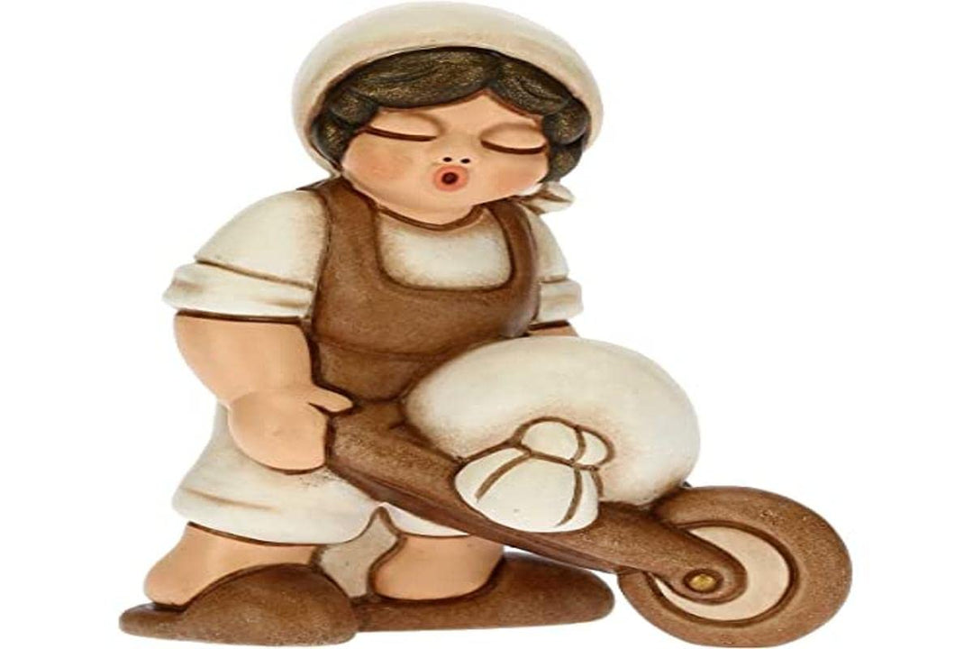 THUN - Figur Krippe Herren mit Schubkarre - Weihnachtsdekoration Haus - Linie Krippe, weisse Variant