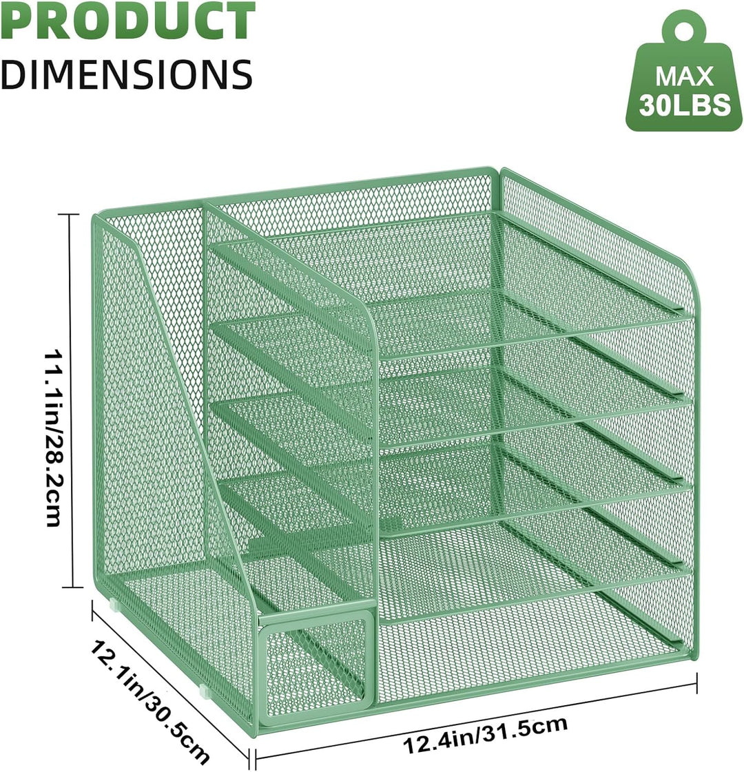 Marbrasse Schreibtisch Organizer und Büro Zubehör,5-Tier Briefablage Organizer mit Briefständer,Mesh
