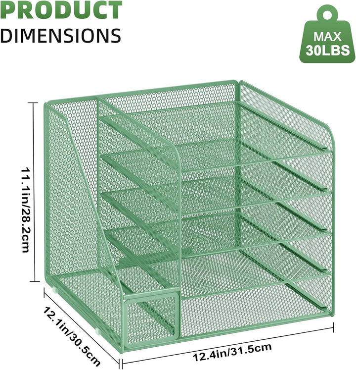Marbrasse Schreibtisch Organizer und Büro Zubehör,5-Tier Briefablage Organizer mit Briefständer,Mesh
