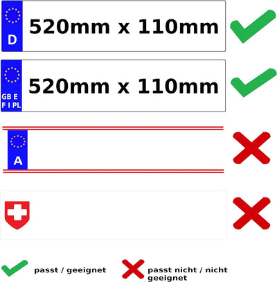 L & P Car Design 2 x Kennzeichenhalter in Edelstahl poliert - 100% Edelstahl -auch passend für gebog
