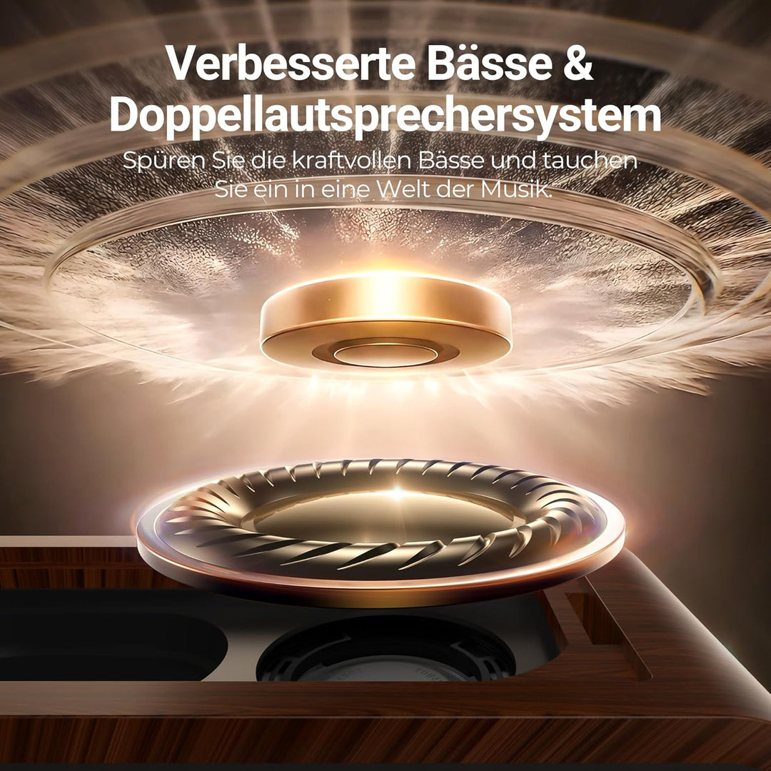 POFOTO Tragbarer CD-Player mit Bluetooth 5.3, langlebigem Akku, LCD-Display, unterstützt USB/AUX/Rad