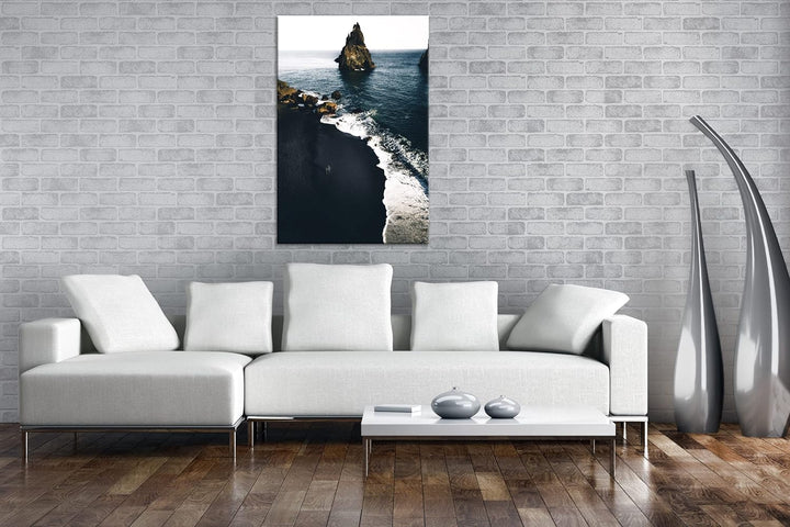 deyoli steinige Küste Format: 80x60 cm als Leinwandbild, Motiv fertig gerahmt auf Echtholzrahmen, Ho
