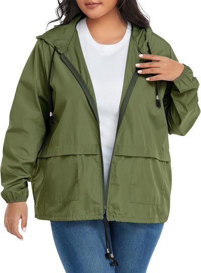 PONCEAU Regenjacke Damen Wasserdicht Windbreaker Atmungsaktiv bergangsjacke Regencape Leichte Jacke