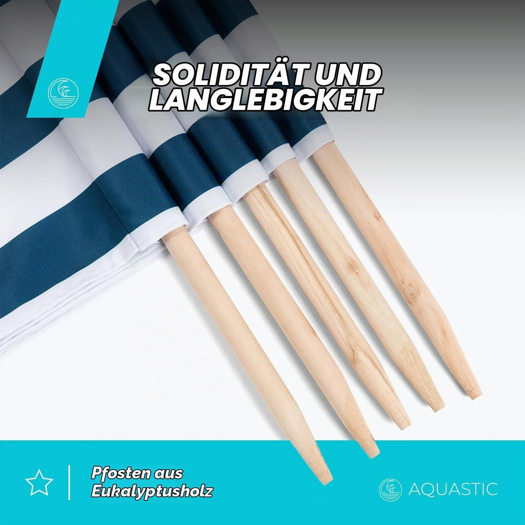 AQUASTIC WINDSCREEN Windschutz Strand 10m in Blau|Marinblau ist Perfekt für Seen und das Meer Strapa