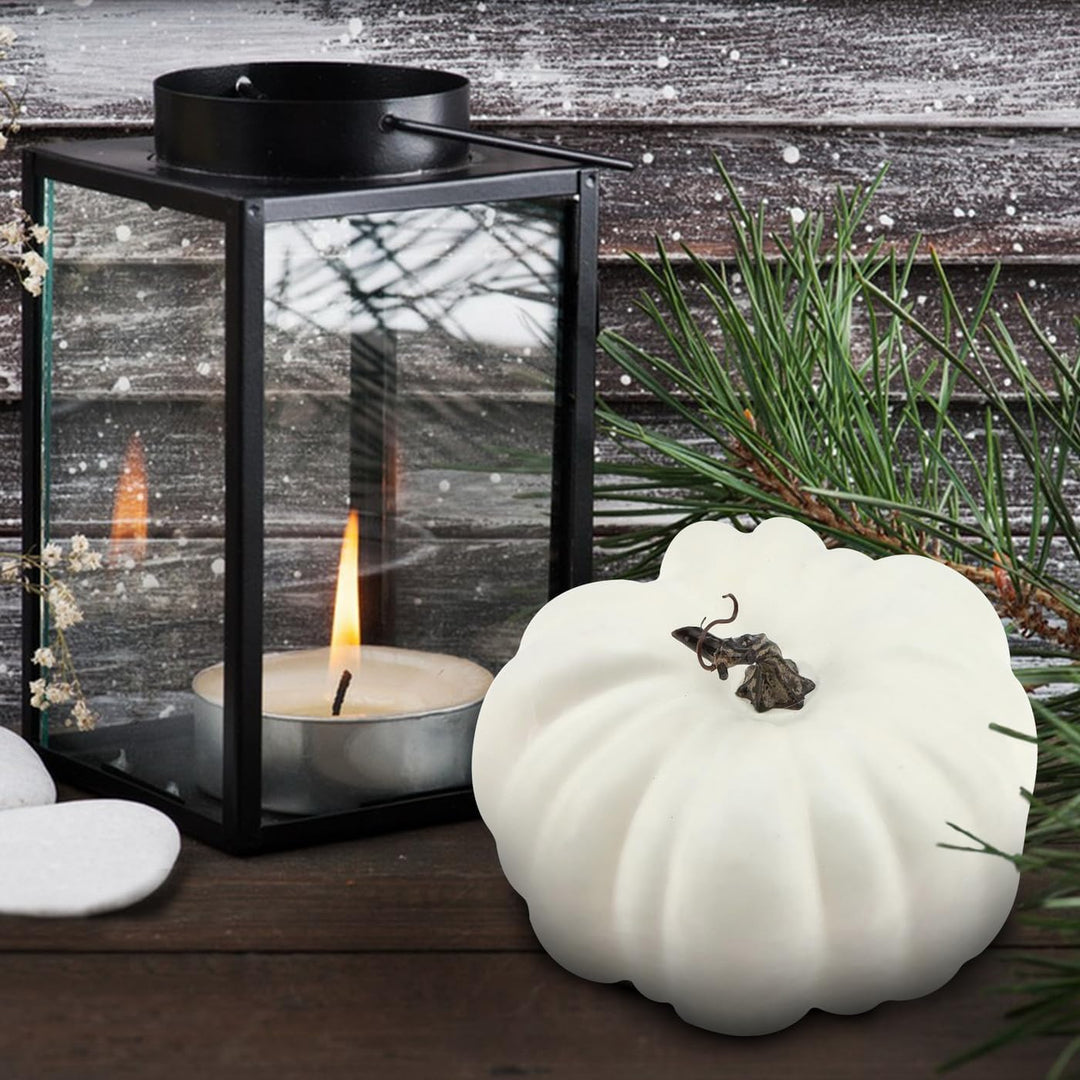 Woration 21 cm Gross Weiss Gefälschte Halloween Kürbis Künstlich Faux Herbst Kürbis Dekoration für P