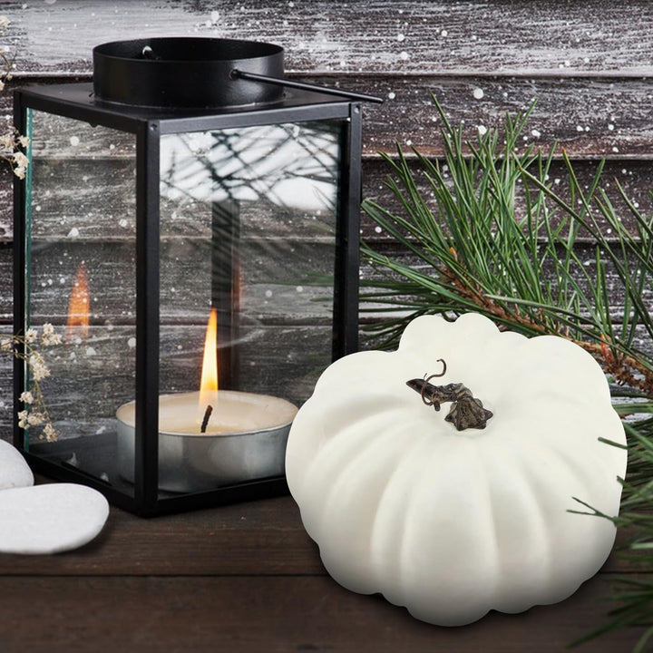 Woration 21 cm Gross Weiss Gefälschte Halloween Kürbis Künstlich Faux Herbst Kürbis Dekoration für P