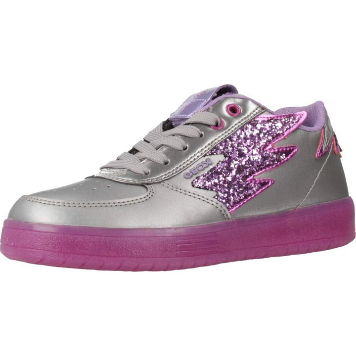 Geox Mädchen J Kommodor B Low-top Sneaker, Silber Dk Silver Lilac C1335
