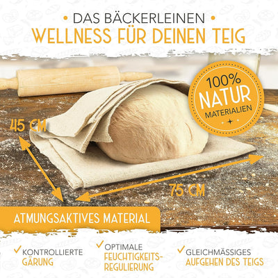 KRUSTENZAUBER Baguette Backform Antihaft inkl. Bäckerleinen u. Bäckermesser - 4er Baguette-Backblech