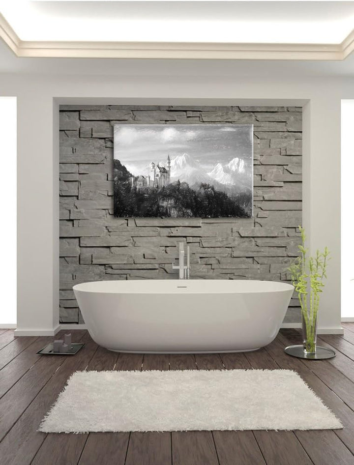 Pixxprint Schloss Neuschwanstein als Leinwandbild/Grösse: 100x70 cm/Wandbild/Kunstdruck/fertig bespa