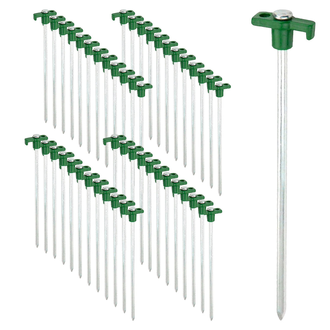 ToCi 48x Zelt-Heringe aus Stahl - Robuste Erdnägel mit Halterung aus Kunststoff - Felsbodenheringe f