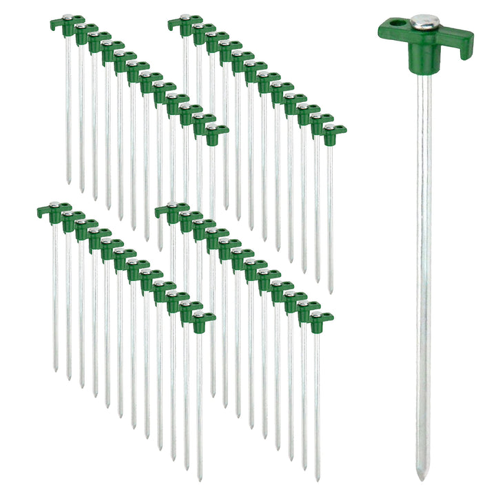 ToCi 48x Zelt-Heringe aus Stahl - Robuste Erdnägel mit Halterung aus Kunststoff - Felsbodenheringe f