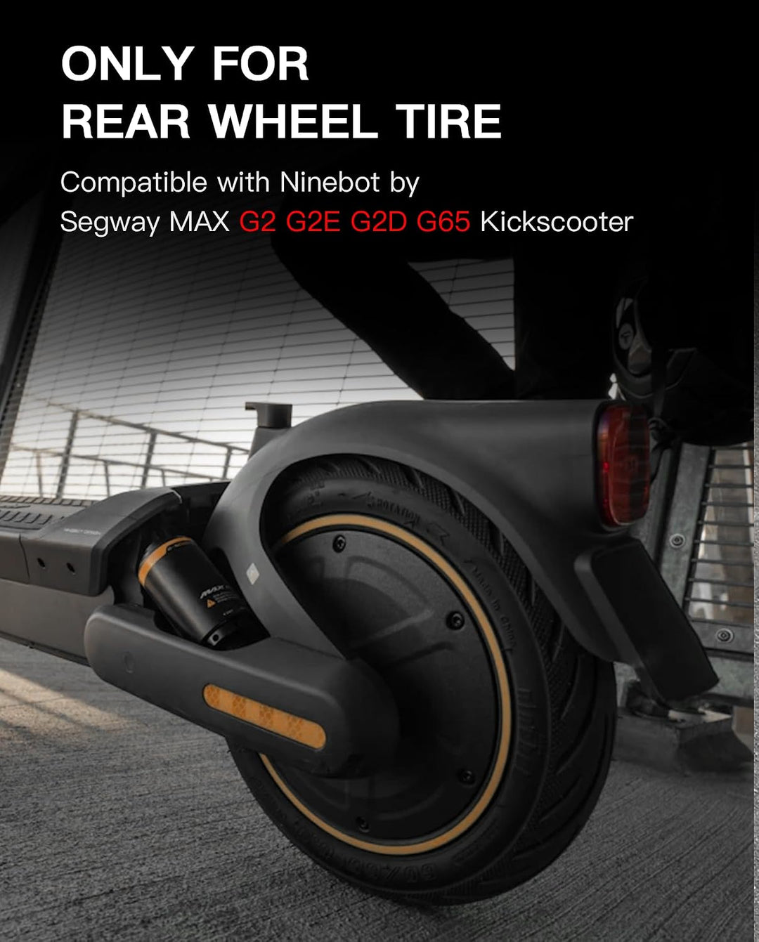 60/65-6.9 Tubeless Hinten Reifen kompatibel mit Segway Ninebot Max G2 G2D G2E G65 KickScooter, 10 Zo
