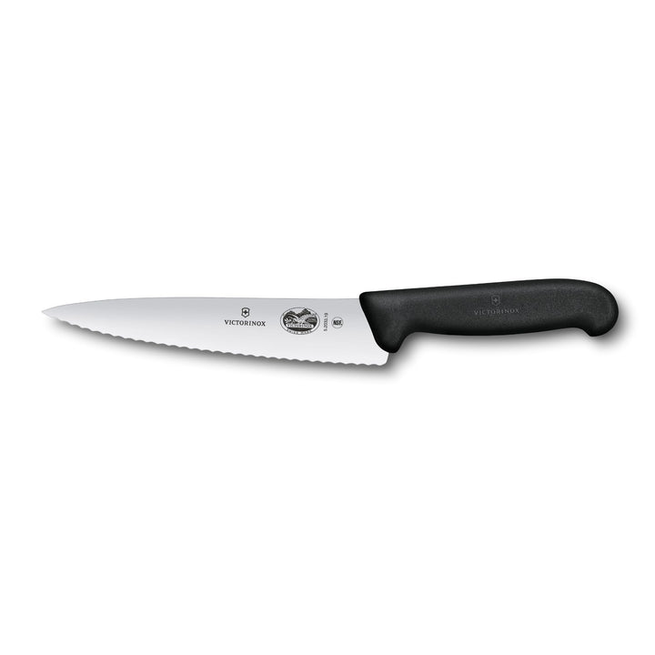 Victorinox Fibrox Kochmesser mit Wellenschliff, Breites Universalmesser für Fleisch, Gemüse und Obst