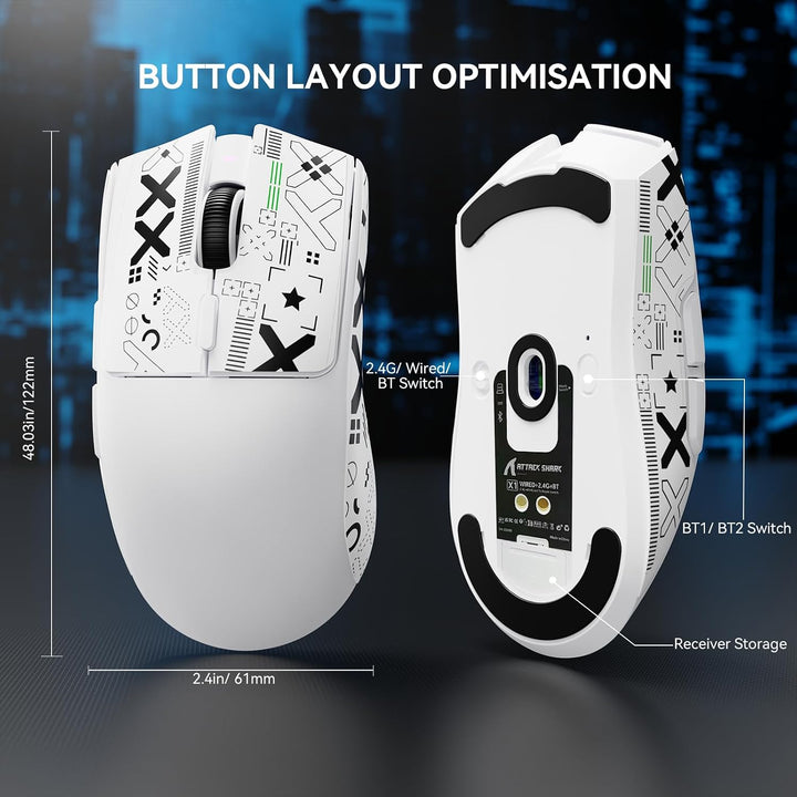 MAMBASNAKE x Attack Shark X1 Gaming-Maus mit Ladestation, 49g Ultralight, 40K DPI PAW3395 PRO-Sensor