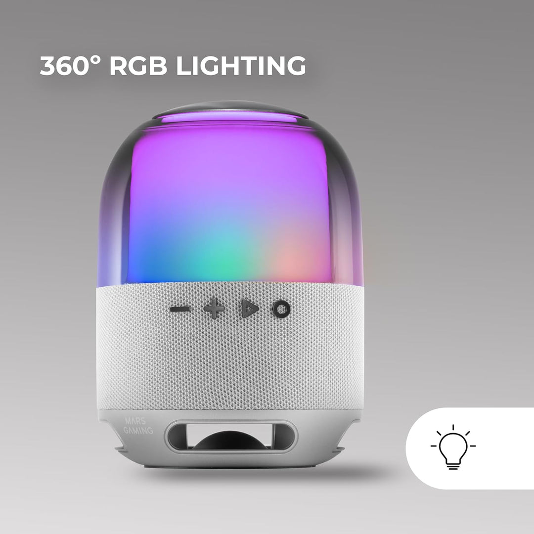 Mars Gaming MS-Flow, Tragbarer 15W Bluetooth-Lautsprecher, Leistungsstarker Klang mit DeepBass 57mm