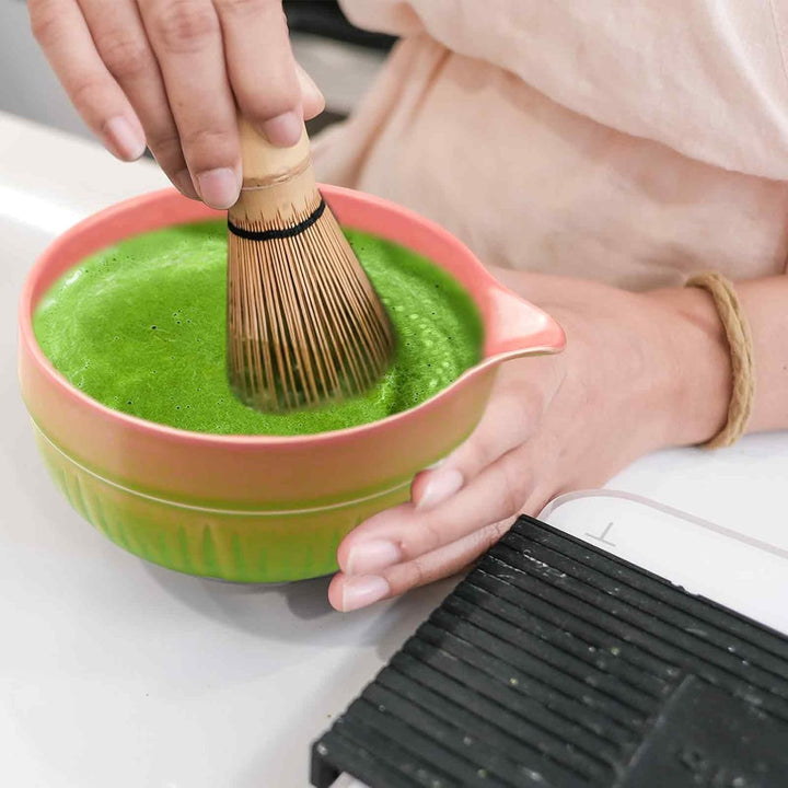 6 Stück Matcha Set, Matcha Tee Sets, Keramik Matcha Schale mit Ausgiesser, Bambus Matcha Besen, Chas