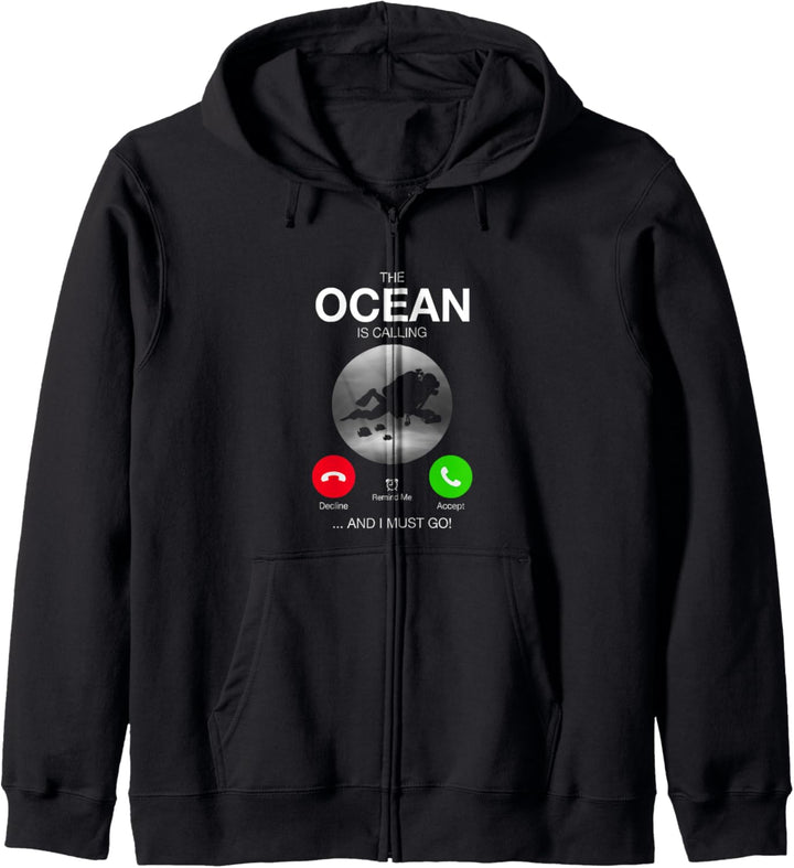 The Ocean Is Calling And I Must Go Tauchen Diving Taucher Kapuzenjacke