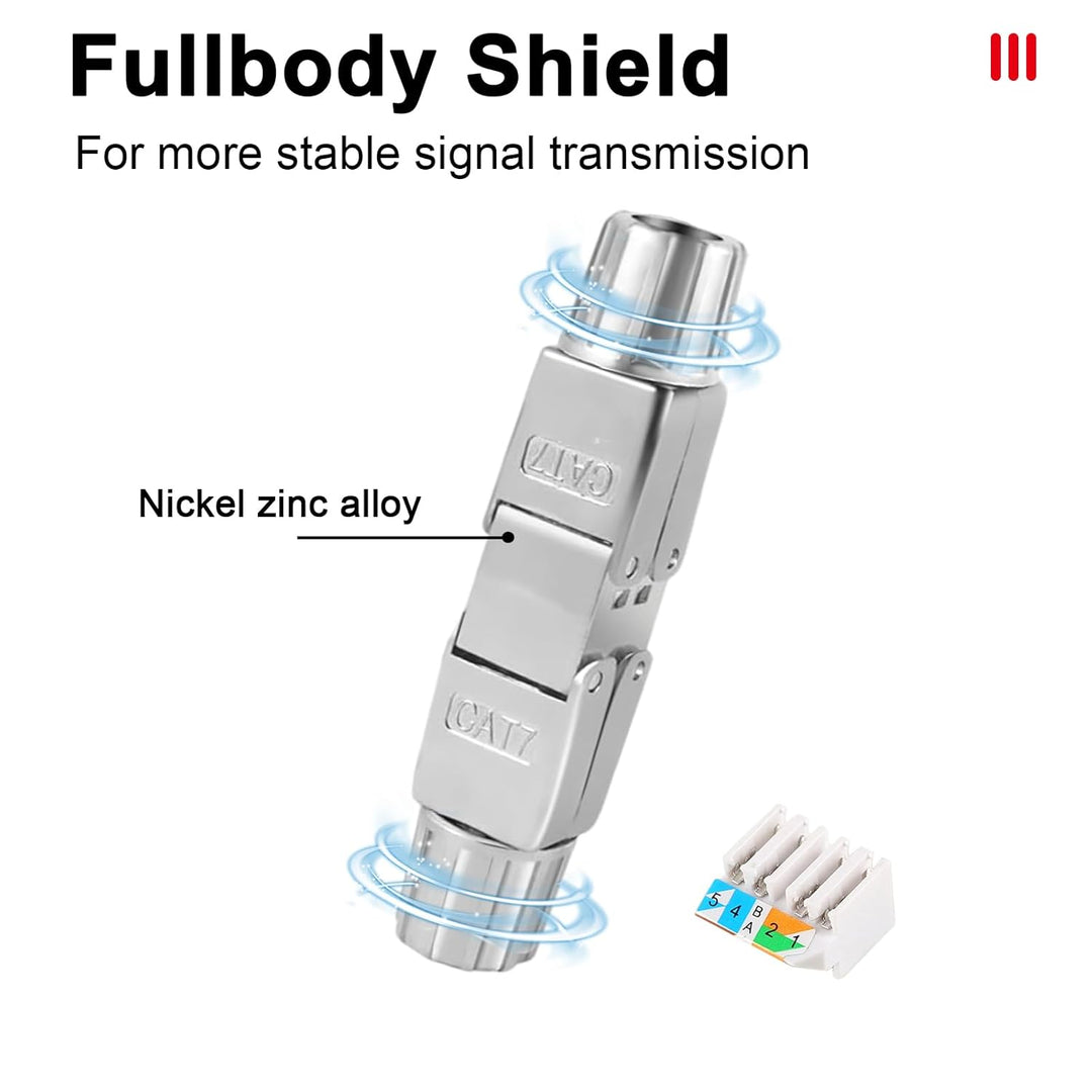 2 Stück Netzwerkstecker Cat7 Cat6A Werkzeuglos RJ45 Stecker Werkzeuglos Lan Stecker Feldkonfektionie