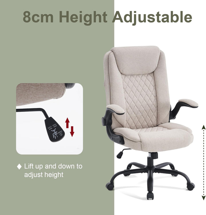 CASTLOVE Bürostuhl Ergonomisch Schreibtischstuhl Chefsessel Mit Gepolsterten Armlehnen Klappbar, H?h