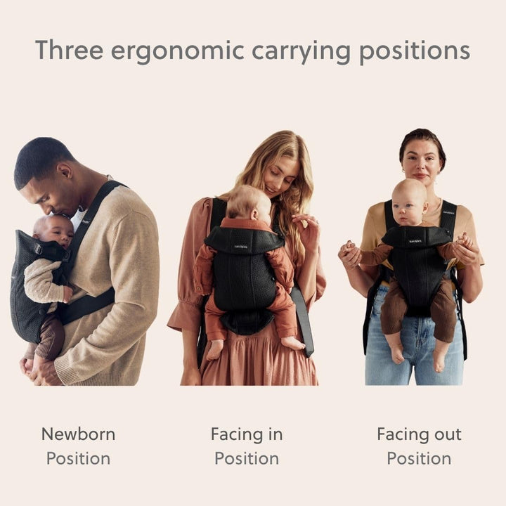 BabyBjörn Babytrage Mini, 3D-Netzstoff, Schwarz Schwarz 3D-Netzstoff, Schwarz 3D-Netzstoff