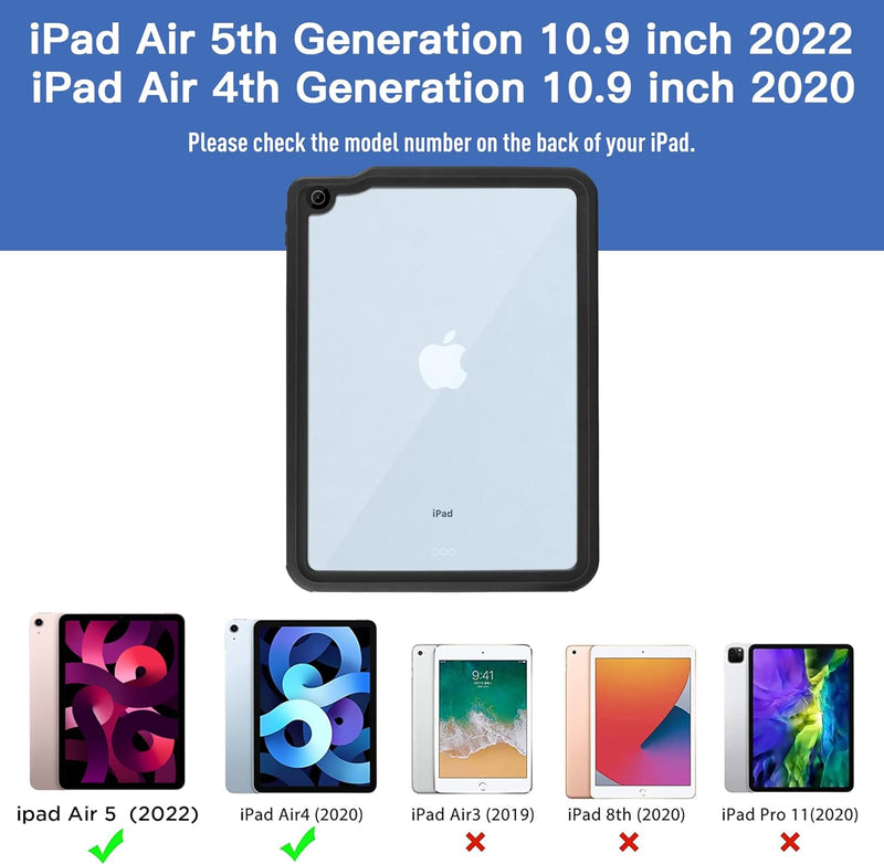 iPad Air 4/5 wasserdichte Hülle 2020/2022, iPad Air 4. Generation/5. Generation, 27,7 cm (10 Zoll),