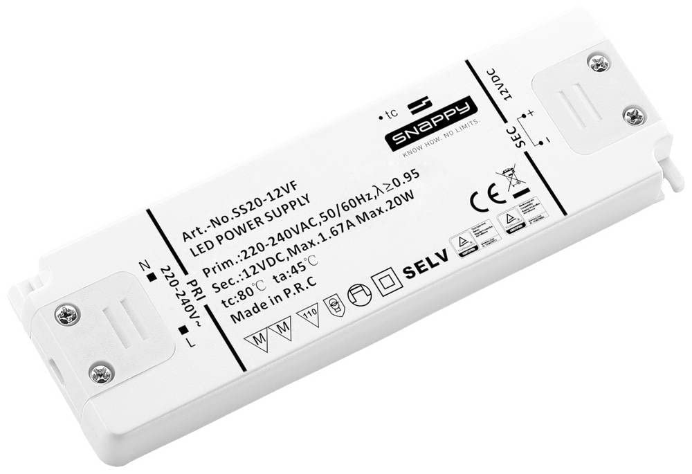Dehner Elektronik SS 20-12VF LED-Trafo Konstantspannung 20W 1.67A 12 V/DC Möbelzulassung, Überlast