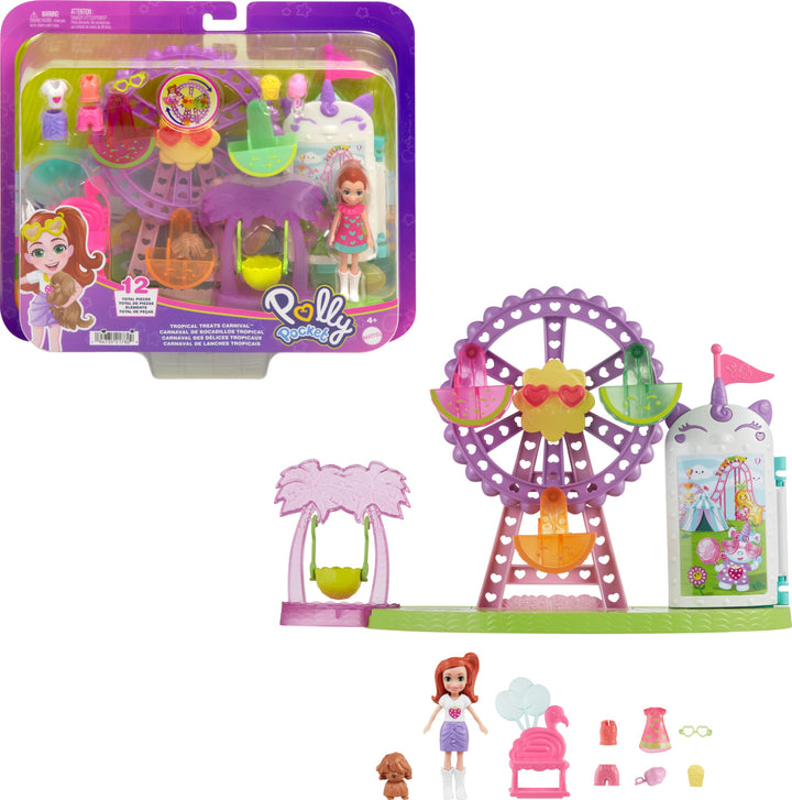 Polly Pocket Puppe & Spielset, Tropische Leckereien Karneval Lebensmittel Spielzeug Enthält 7,6 cm P