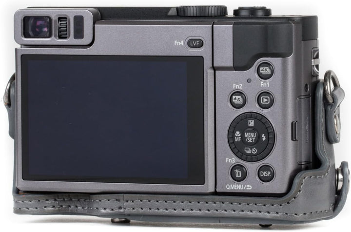 MegaGear MG1261 Panasonic Lumix DC-TZ95, DC-TZ90 Ever Ready Leder Kamera-Case mit Trageriemen - Grau