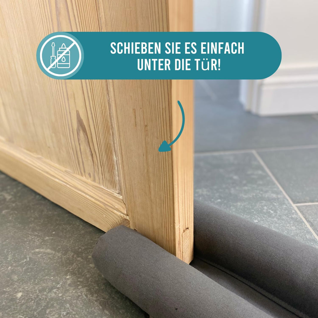 Rori Doppel Zugluftstopper 90cm für Türen - Türluftstopper für Schutz - Türbodendichtung Grau - Zugs