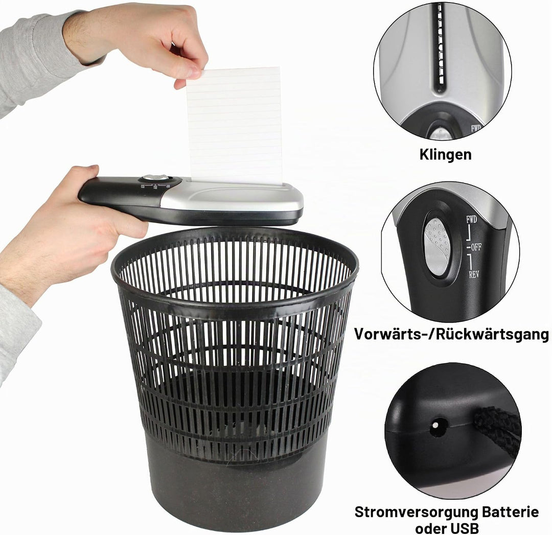 FISHTEC Elektrischer Aktenvernichter - Tragbar/Kompakt - Aktenvernichter Papiermühle - Schnellschnit
