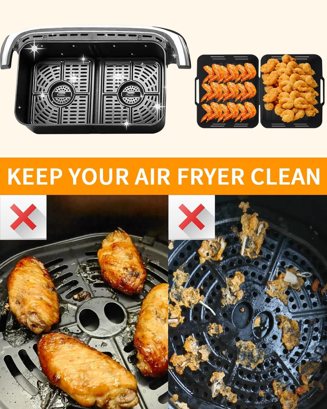 Air Fryer Zubehör, 3PCS Silikonform Air Fryer Zubehör für Ninja 10,4L AF500EU, Wiederverwendbar für