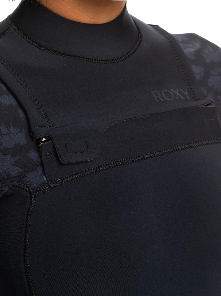 Roxy 3/2mm Swell Series 2022 - Chest-Zip-Neoprenanzug für Frauen ERJW103122. Schwarz S, Schwarz S