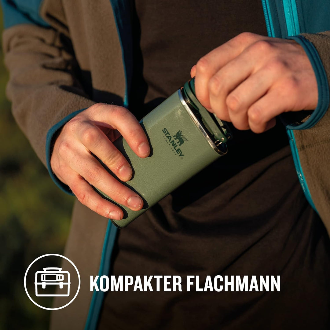 Stanley Classic Wide Mouth Flask 236 ml mit Never-Lose Kappe - Edelstahl Flachmann mit Weiter Öffnun