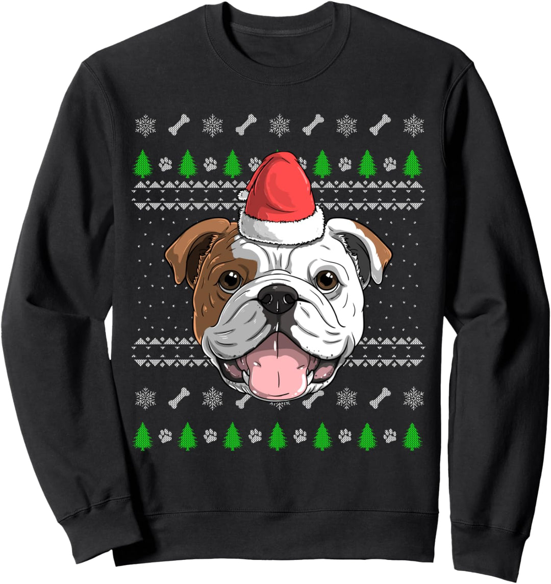 Englische Bulldogge Santa Claus Hat Ugly Christmas X-Mas Sweatshirt