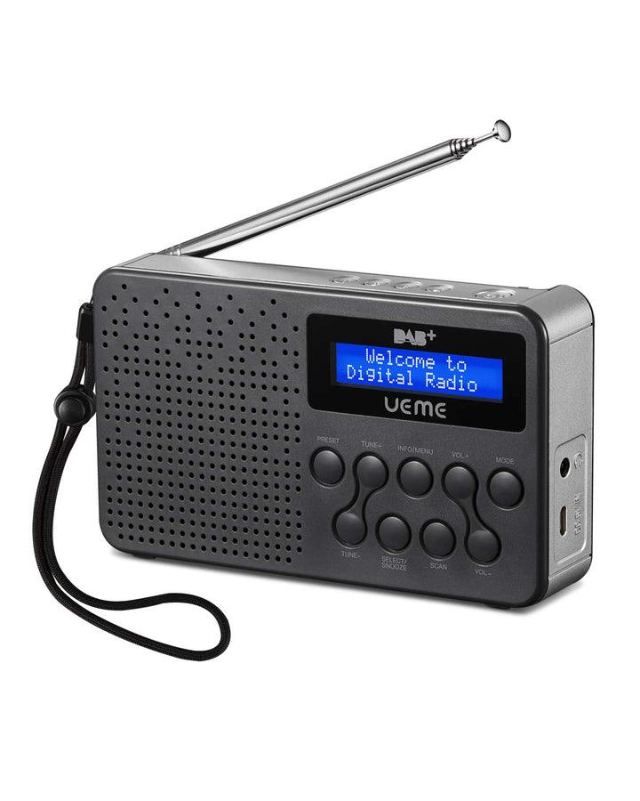 UEME Tragbares DAB+ DAB FM-Radio mit 3W Lautsprecher mit verbessertem Bass, Integriertem 2600mAh Lit