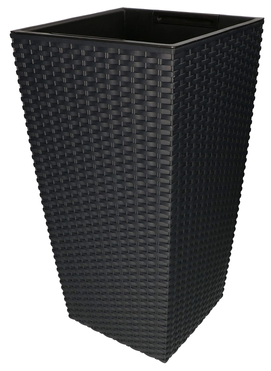KOTARBAU® Blumentopf 325x325x610mm Rattandesign Quadratisch mit Innentopf Anthrazit, 325x325x610mm