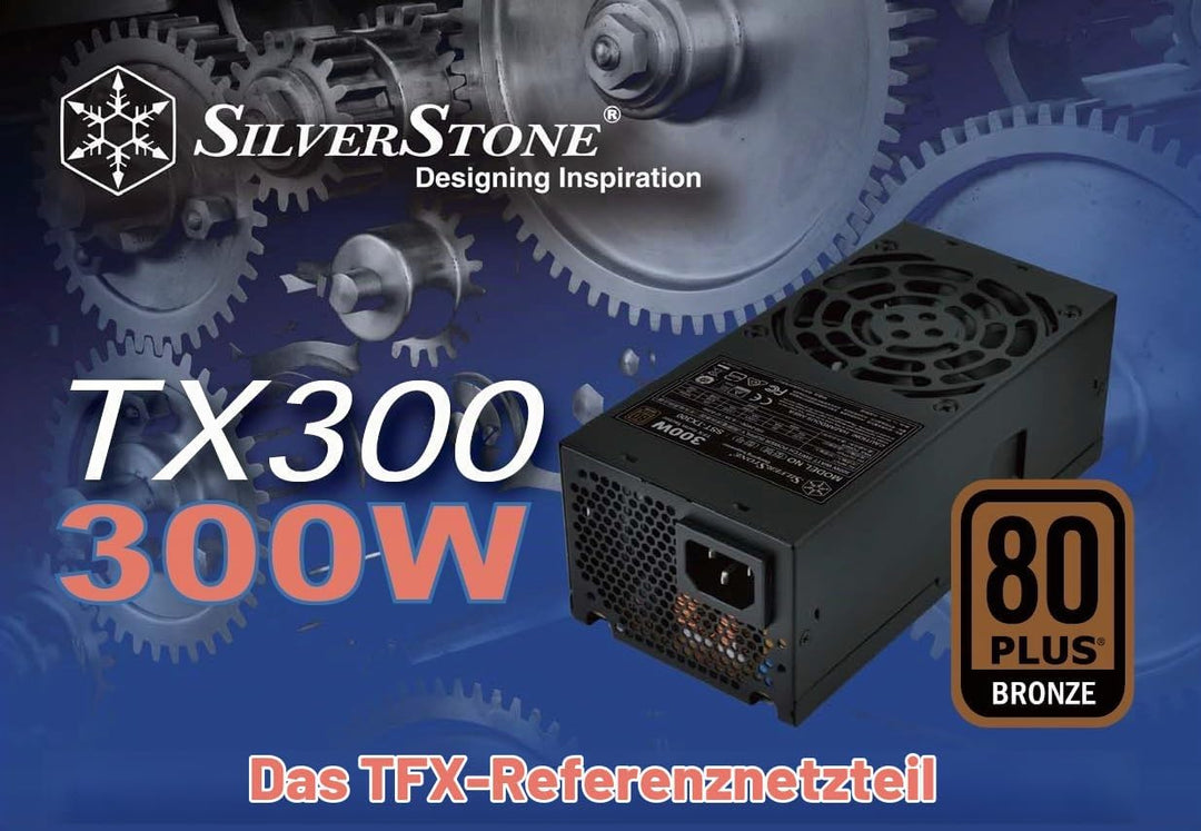 SilverStone SST-TX300 - TFX Serie, 300W 80 Plus Bronze geräuscharmes PC-Netzteil mit 80mm-Lüfter