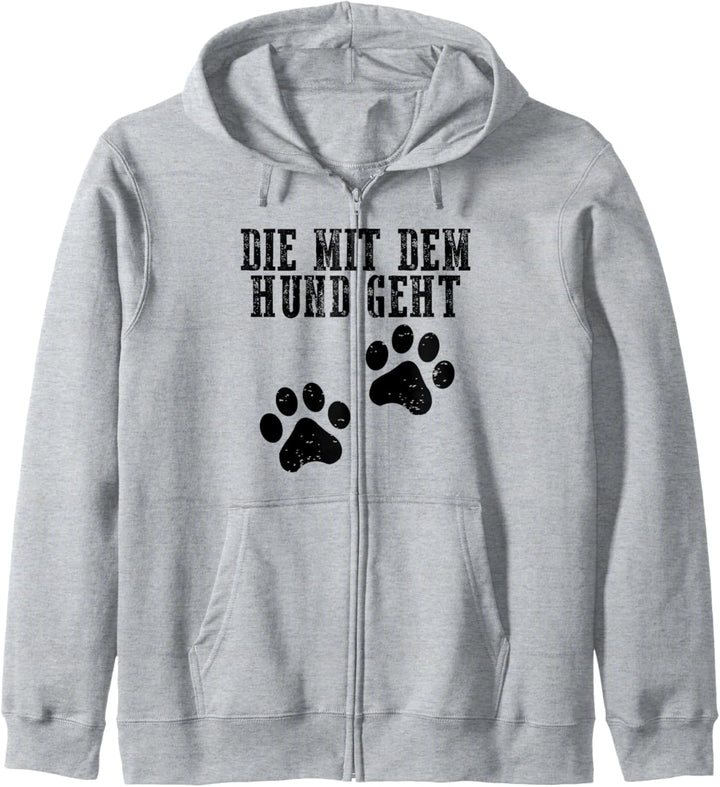 Die mit dem Hund geht Kapuzenjacke