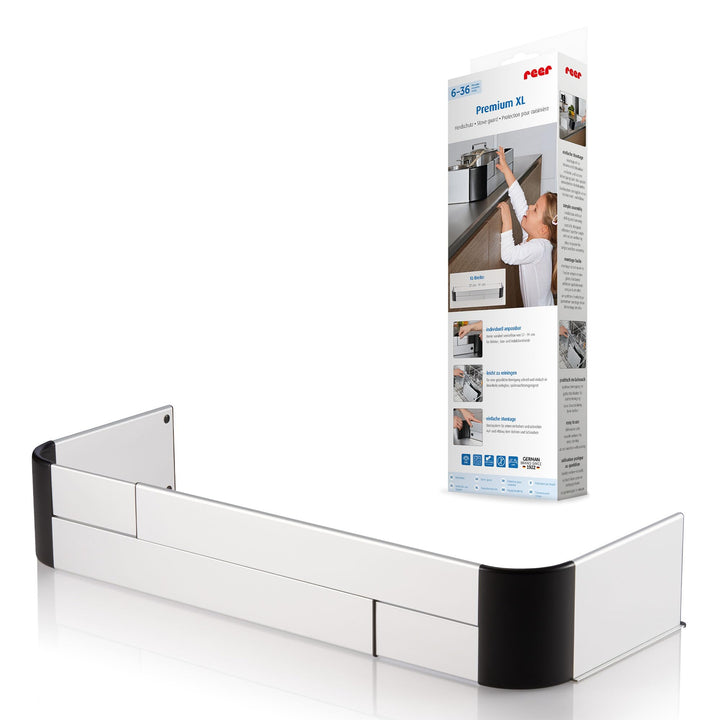 Reer Herdschutzgitter Premium XL zum Kleben, grössenverstellbar 57-90 cm, für Induktion und Gasherd