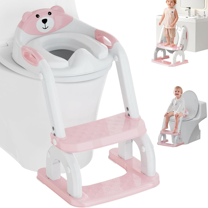 Toilettenleiter für Kinder, Höhenverstellbare Toilettenleiter klappbar als Tritthocker, 2 in 1 Kind