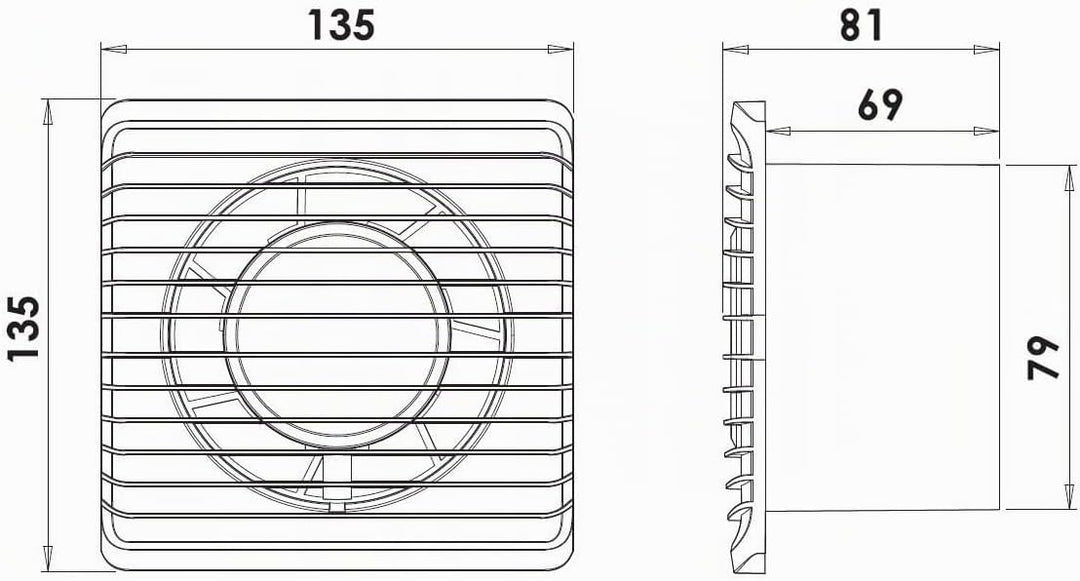 F.H. ANA Badlüfter Wandlüfter Ventilator Ø 80 mm - Nachlauf/Timer - Weiss (Funktion: Nachlauf/Timer,