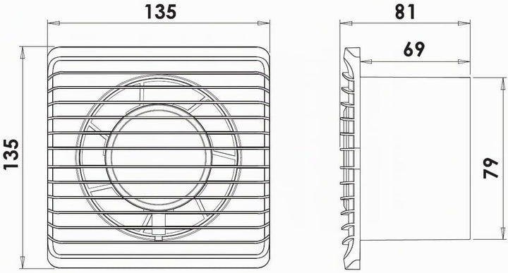 F.H. ANA Badlüfter Wandlüfter Ventilator Ø 80 mm - Nachlauf/Timer - Weiss (Funktion: Nachlauf/Timer,