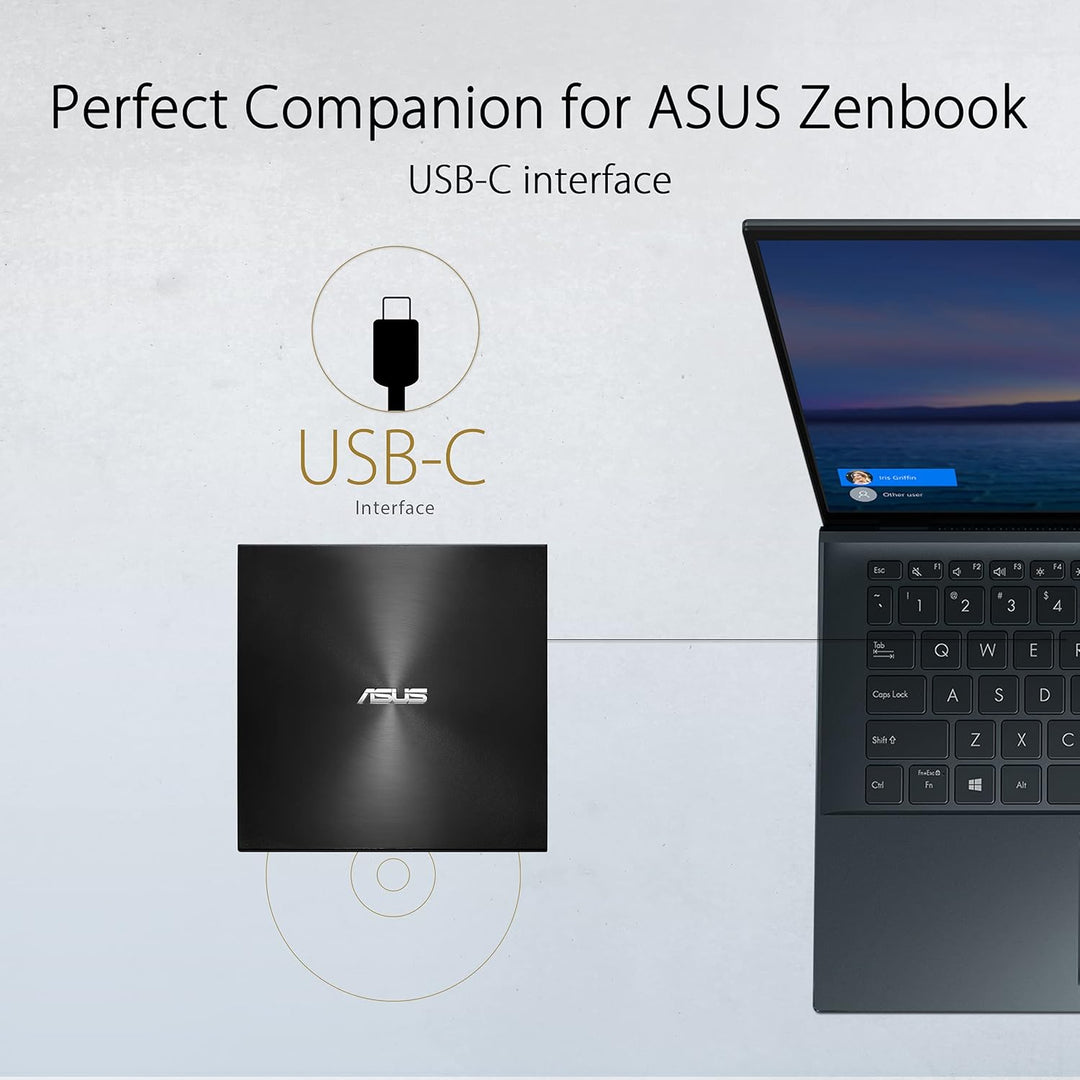 ASUS ZenDrive U8M (SDRW-08U8M-U) externes DVD-Laufwerk/Brenner (USB-C-Schnittstelle, kompatibel mit