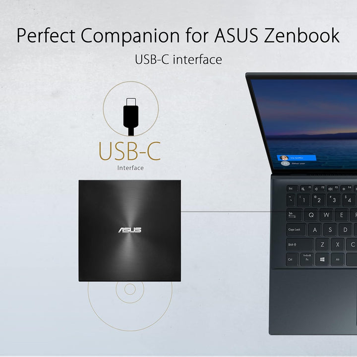 ASUS ZenDrive U8M (SDRW-08U8M-U) externes DVD-Laufwerk/Brenner (USB-C-Schnittstelle, kompatibel mit