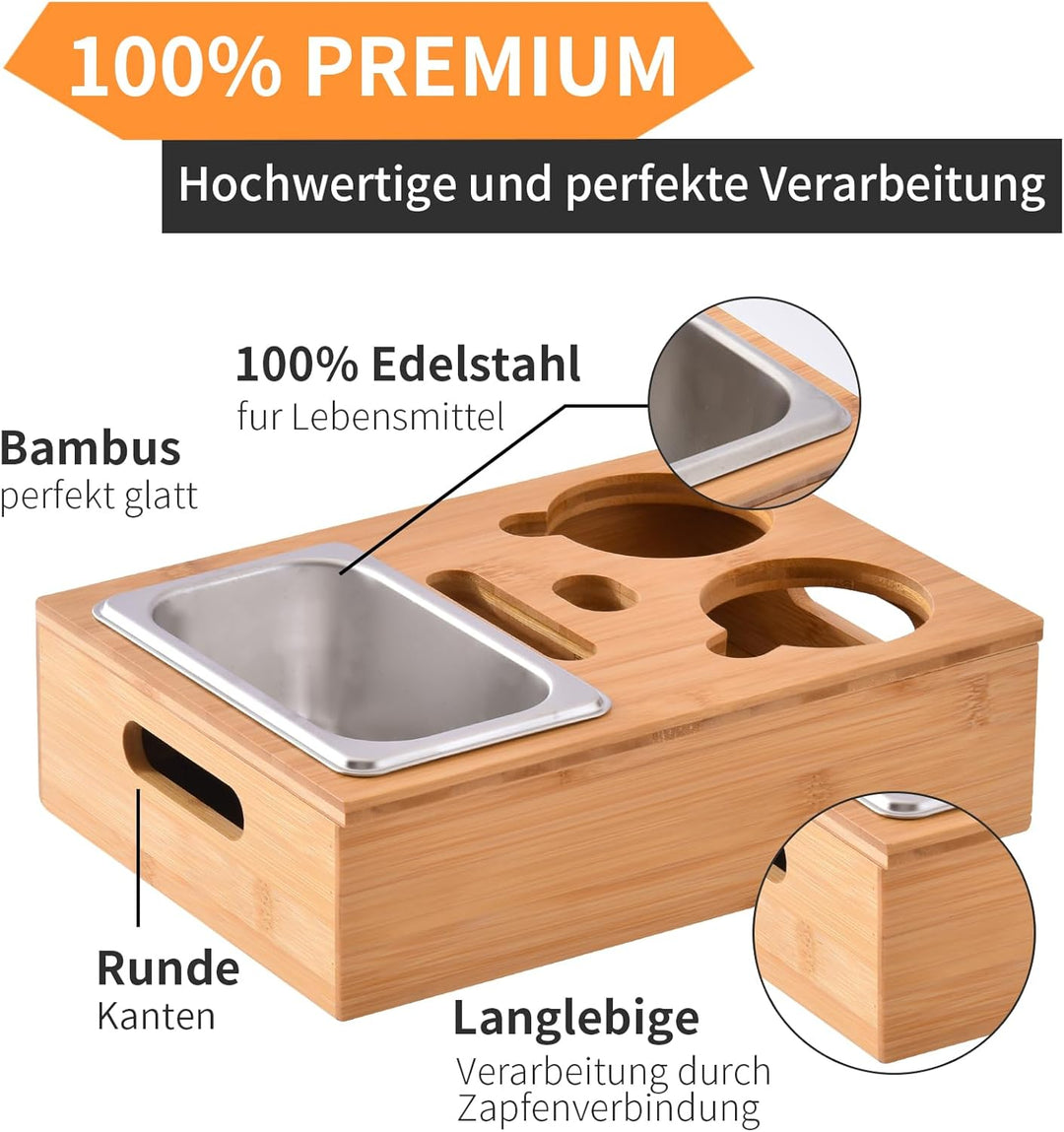 Couchbar Snackbox, Snackspender mit Snackschale, Bambus Sofatablett für Sofa, Deko, Couch Bar mit Ge