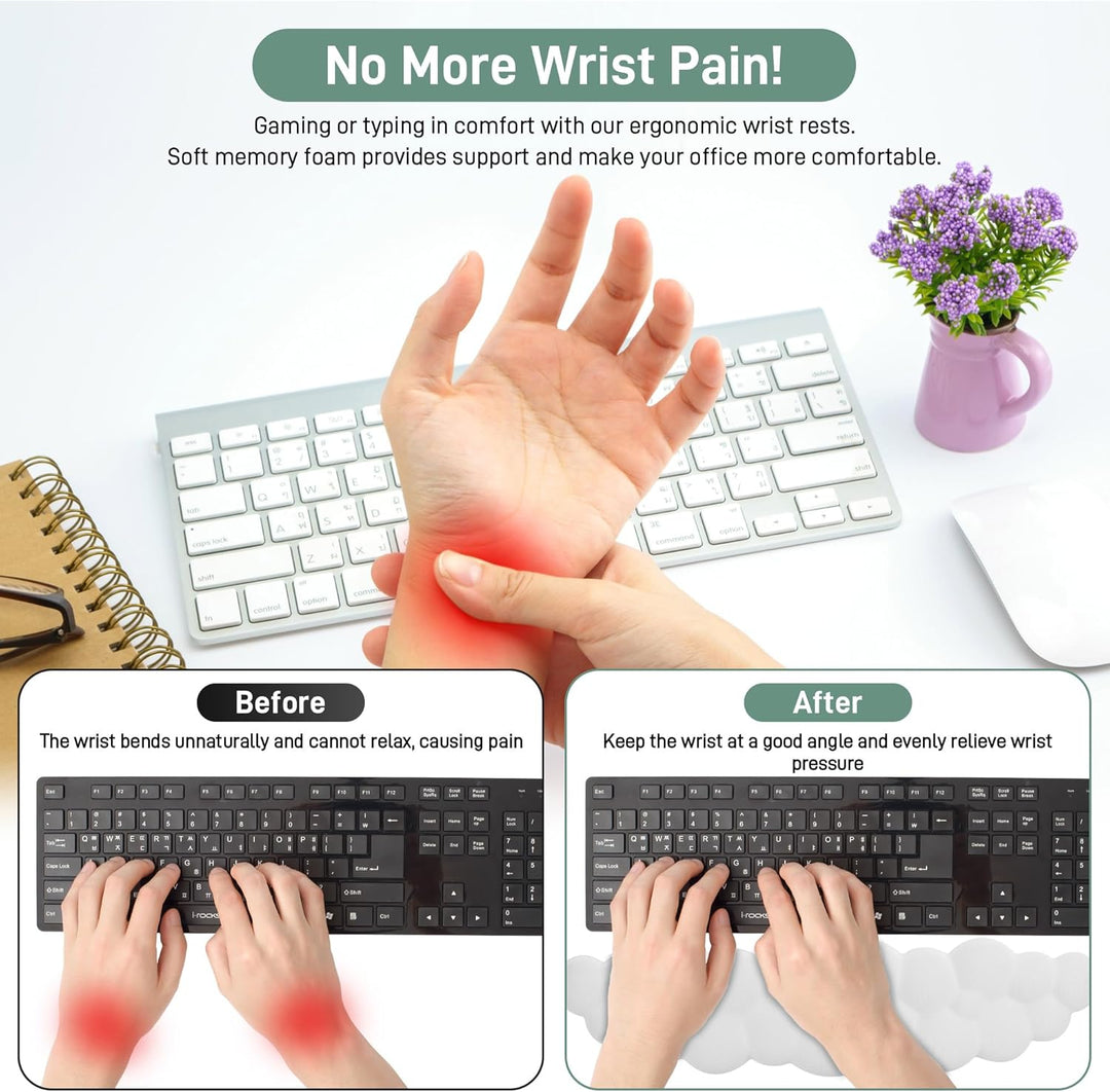 Handgelenkauflage für Tastatur &amp; Maus, Ergonomische Memory-Schaum Handballenauflage mit Rutschfester