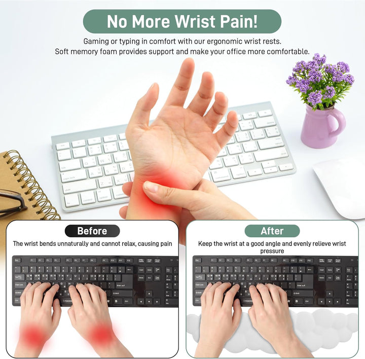 Handgelenkauflage für Tastatur &amp; Maus, Ergonomische Memory-Schaum Handballenauflage mit Rutschfester