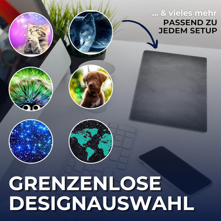 Silent Monsters Mauspad XXL 900 x 400 mm grosses Mousepad Drache blau - Vernähter Rand, rutschfest &amp;