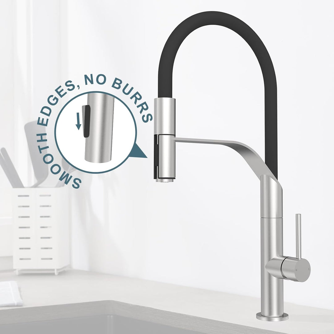 Wasserhahn Küche, Hochdruck Küchenarmatur mit Herausziehbarer Brause, Mischbatterie Küche 360° Schwe